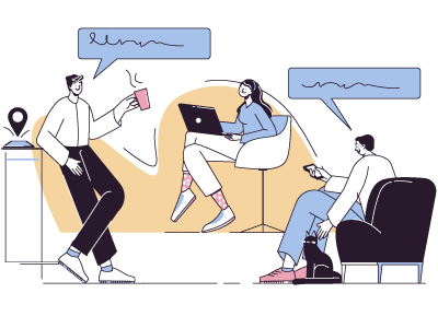 people chatting around the office clipart