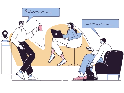 people chatting around the office clipart